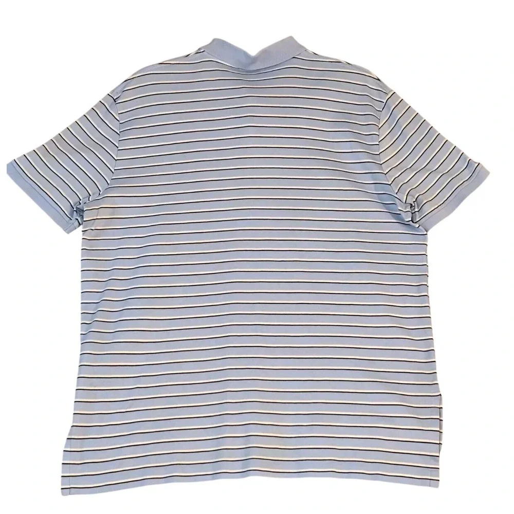 Men's L GOLF Polo Ralph Lauren Polo Shirt Pima Soft Blue Striped Flesh Pony NICE